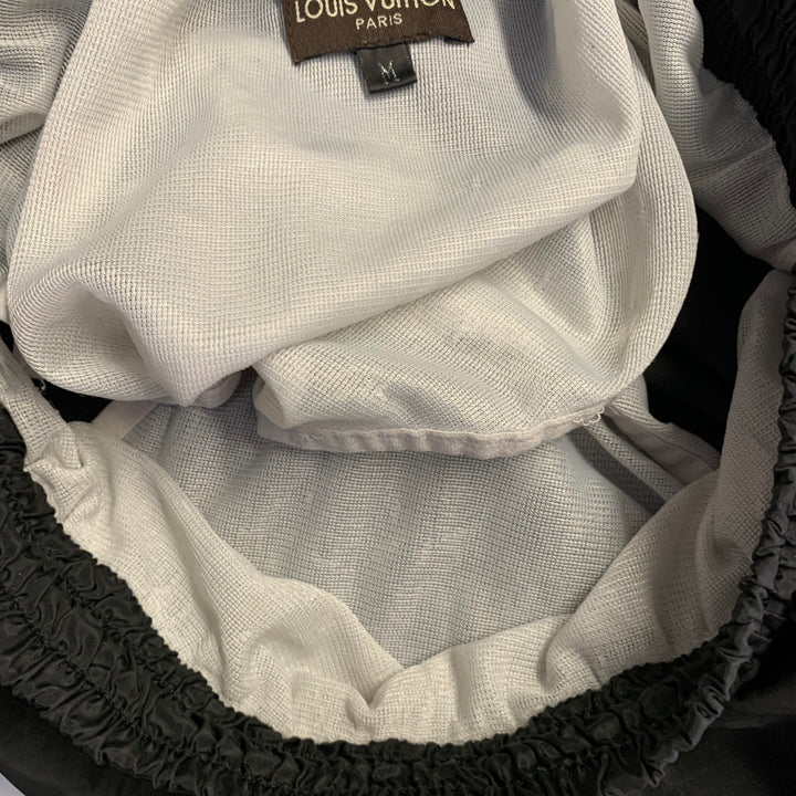 LOUIS VUITTON Size M Black Logo Nylon Drawstring Swim Trunks