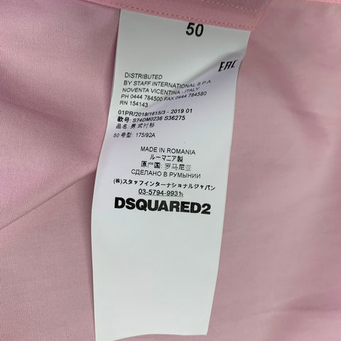 DSQUARED2 2019 Size M Pink Cotton Button Up Long Sleeve Shirt