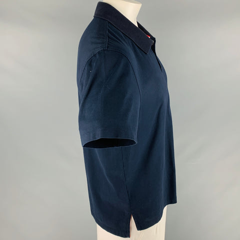 THOM BROWNE Size XL Navy Cotton Long placket Polo
