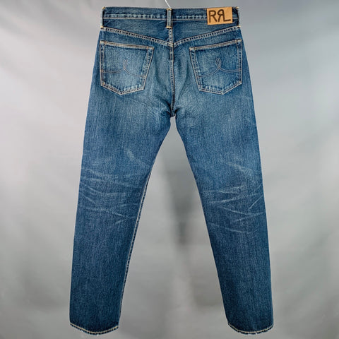 RRL by RALPH LAUREN Size 34 Blue Cotton Selvedge Denim Twill Straight Button Fly Jeans