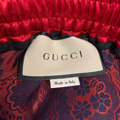 GUCCI Size 30  S Red Navy Brocade Shorts