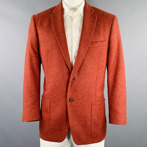 TODD SNYDER Size 46 Brick Red Wool Cashmere Notch Lapel Sport Coat
