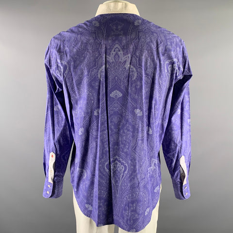 ROBERT GRAHAM Size XL Purple White Paisley Cotton Long Sleeve Shirt