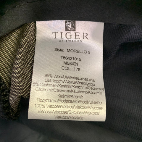 TIGER of SWEDEN Size 46 Black Cream Dots Wool Cashmere Notch Lapel Suit