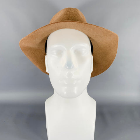 Chapeau Fedora vintage en feutre de laine noir et marron clair