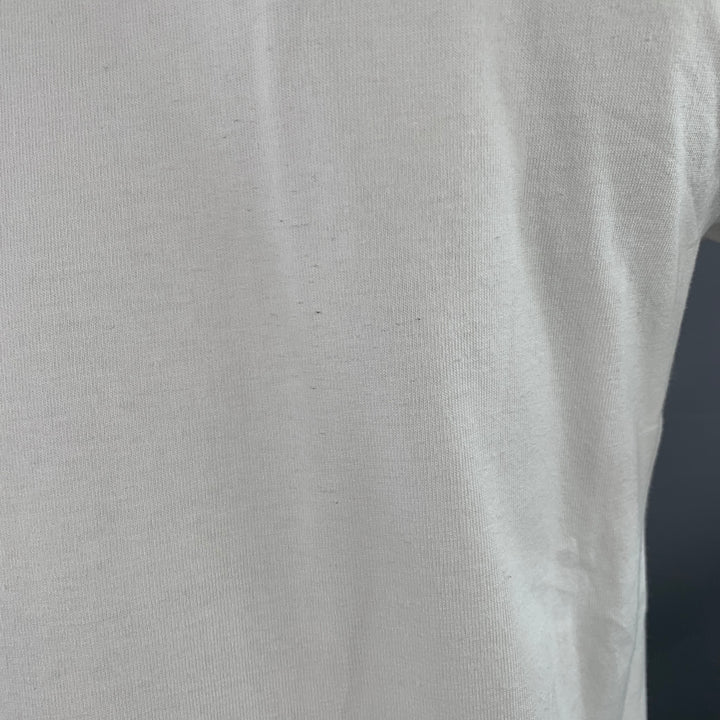OFF-WHITE Size L White Black Logo Cotton Crew Neck T-shirt