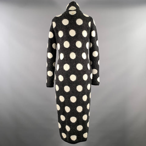 ALTER EGO Size M Black White Mohair Wool Polka Dot Coat
