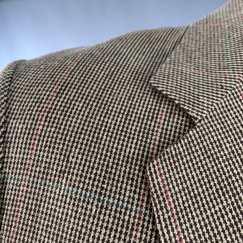 THE HOUND Size 42 Brown Cream Houndstooth Single Breasted Sport Coat