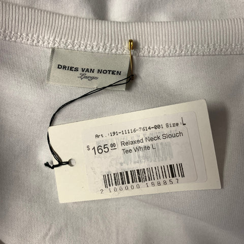 DRIES VAN NOTEN Size L White Solid Cotton Oversized T shirt