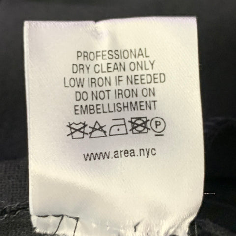 AREA Robe Courte Ceinturée Noire Ornée de Cristaux Argentés Taille M