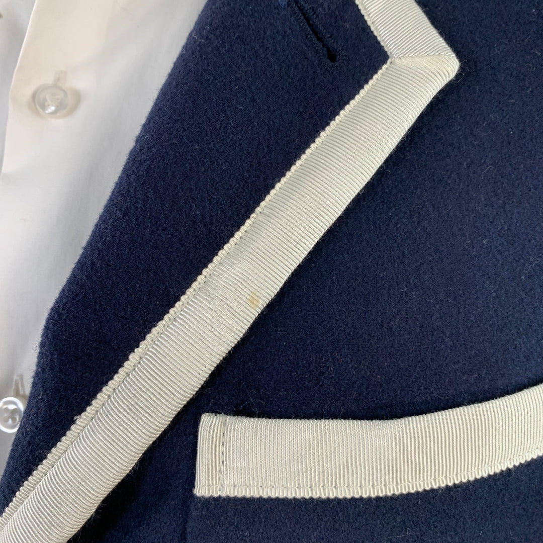 ROWING BLAZERS Size S Navy White Polyester Wool Notch Lapel Sport Coat