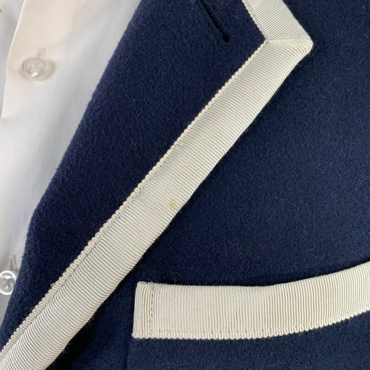 ROWING BLAZERS Size S Navy White Polyester Wool Notch Lapel Sport Coat