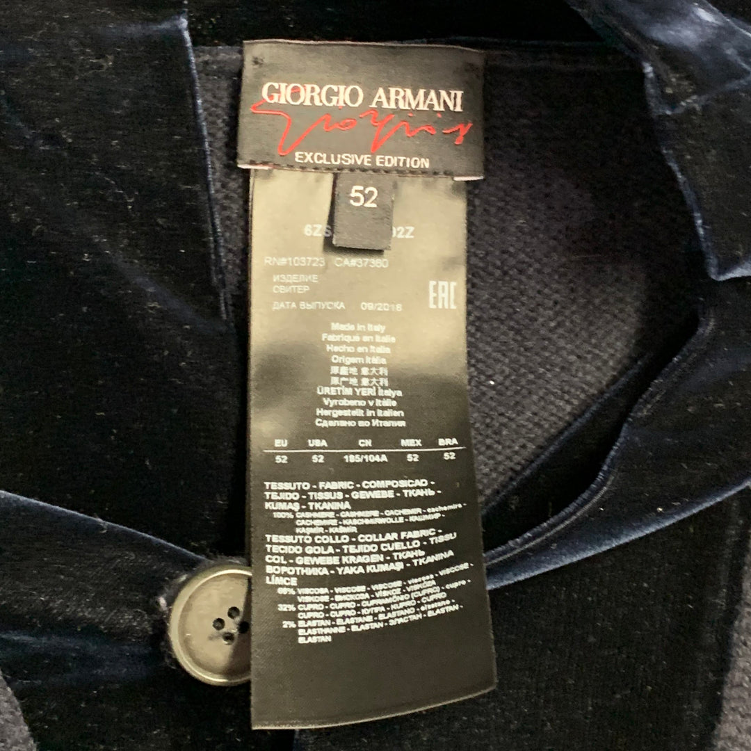 GIORGIO ARMANI Size 42 Navy Black Knit Cashmere V-Neck Sweater