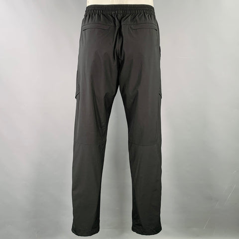 Pantalon décontracté VOLLEBAK taille L en mélange de laine noire avec taille élastique