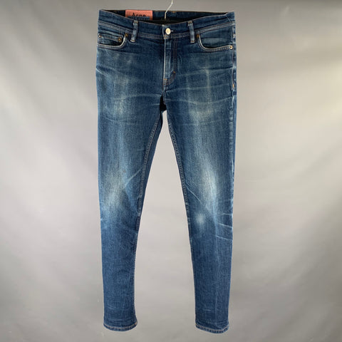 ACNE STUDIOS Size S Indigo Twill Cotton / Elastane Tapered Slim Jeans