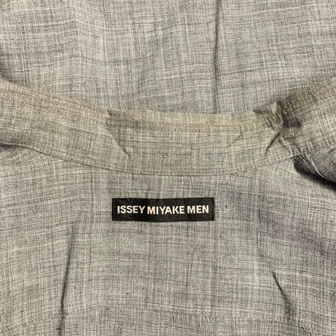 ISSEY MIYAKE Size L Grey Heather Polyester Linen Short Sleeve Shirt