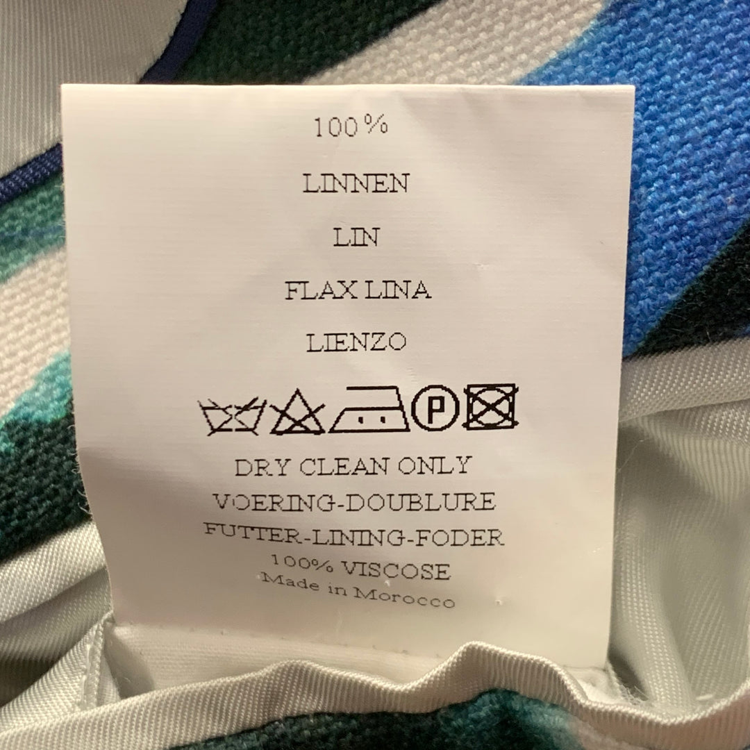 KLEIN EPSTEIN & PARKER Size 38 White Multi Color Graffiti Linen Sport Coat
