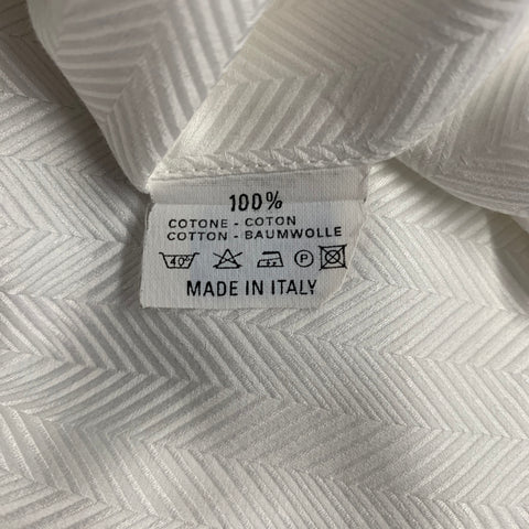 ETRO Size XXL White Herringbone Cotton Tuxedo Long Sleeve Shirt