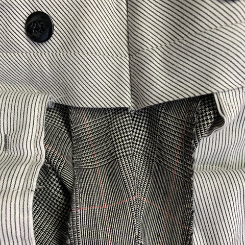 O'CONNELL'S Size 42 Long Black White Plaid Wool Notch Lapel Suit