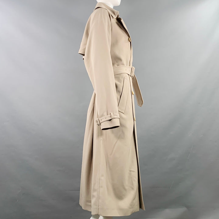 PRADA Size 8 Beige Virgin Wool Double Breasted Trenchcoat