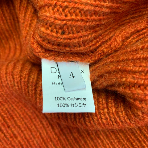DEVEAUX NEW YORK Size XL Orange Ribbed Knit Cashmere Crew Neck Sweater