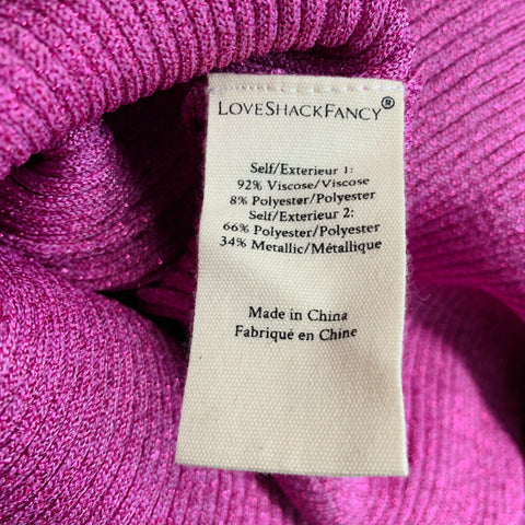 LOVESHACKFANCY Size XS Pink Viscose Ribbed Cutout Dress