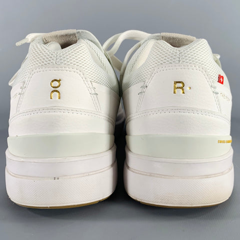 ON RUNNING Size 11.5 Roger Centre Court White Grey Faux Leather Sneakers