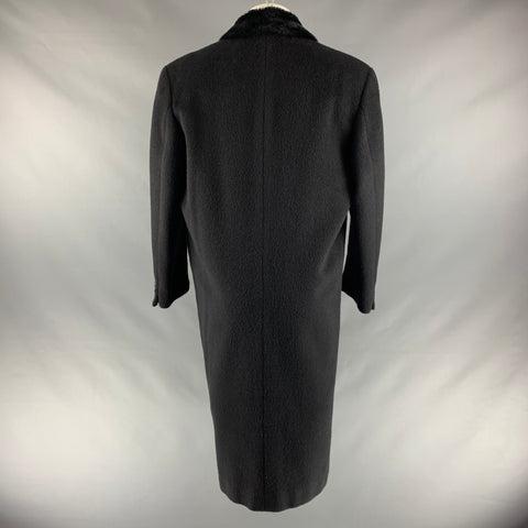 GAY GIANO Taille 36 Manteau à revers cranté en mélange de laine unie noire
