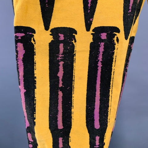 STEPHEN SPROUSE Vintage FW88 Size 31 Yellow Purple Black Bullet Print Cotton Tapered Jeans