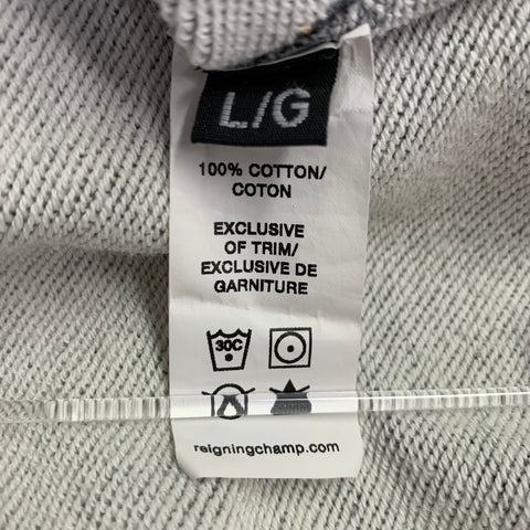 REIGNING CHAMP Size L Grey Melange Cotton Hoodie Sweatshirt