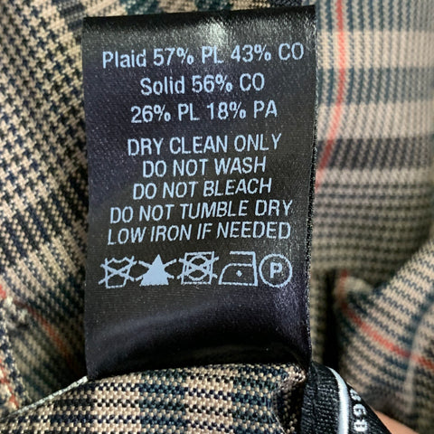TODD SNYDER Size M Khaki Multi Color Plaid Polyester Blend Reversible Belted Coat