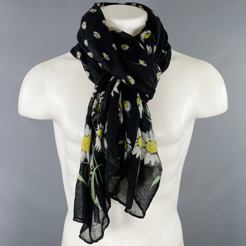 DOLCE & GABBANA Black Green Floral Scarf Shawl
