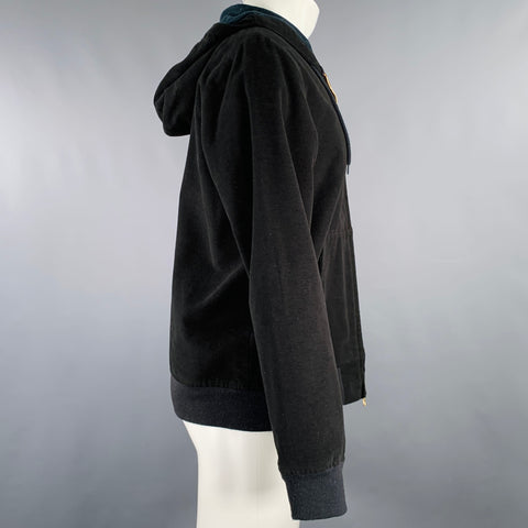 ADAM KIMMEL Size M Black Viscose Blend Hoodie Jacket