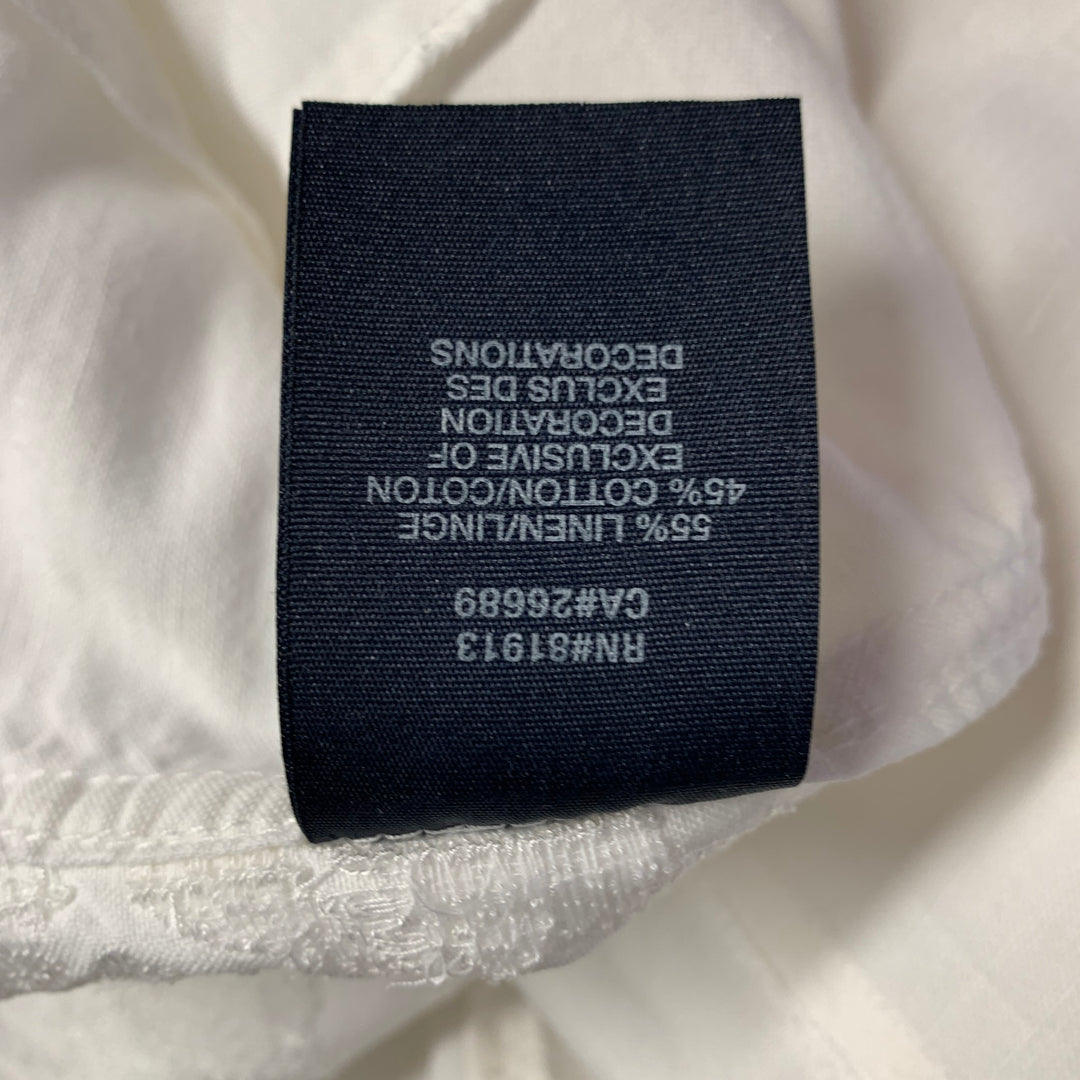 ROBERT GRAHAM Size XL White Embroidery Cotton Button Up Short Sleeve Shirt