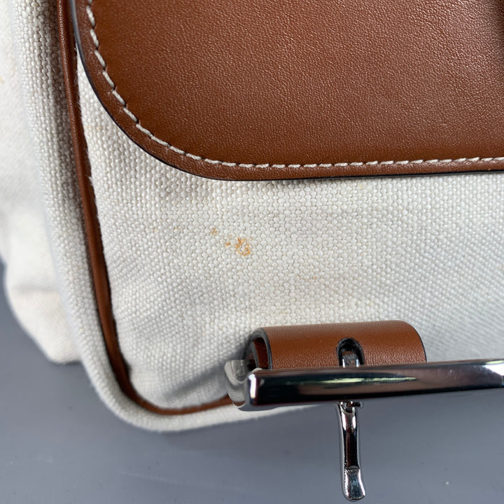 AMIRI Brown Cream Canvas Leather Backpack Bag