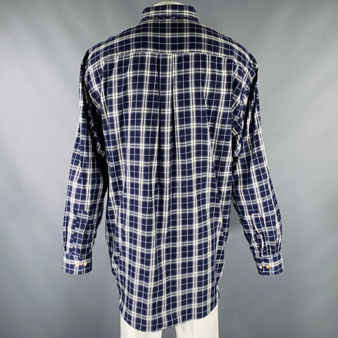 BURBERRY LONDON Size XXXL Purple White & Grey Plaid Cotton Long Sleeve Shirt