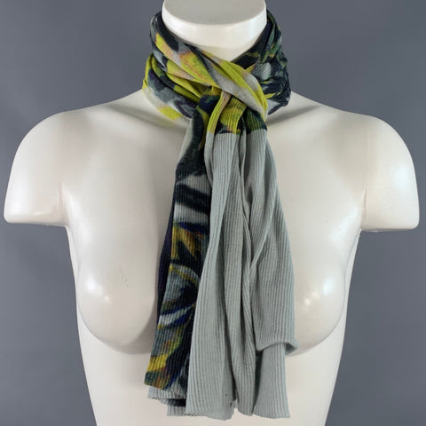 DRIES VAN NOTEN Multi Color Abstract Jersey Rib Knit Scarf