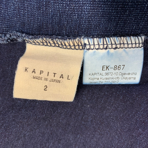 KAPITAL Size M Indigo Yellow Happy Face Cotton Open Front Jacket