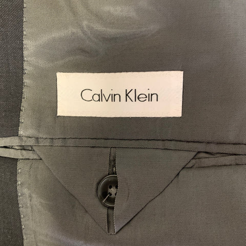 CALVIN KLEIN Chest Size 40 Short Navy Wool Notch Lapel Sport Coat
