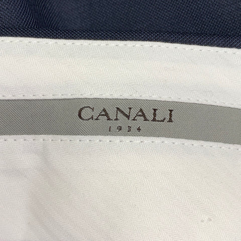 CANALI Size 42 Navy Wool Flat Front Dress Pants