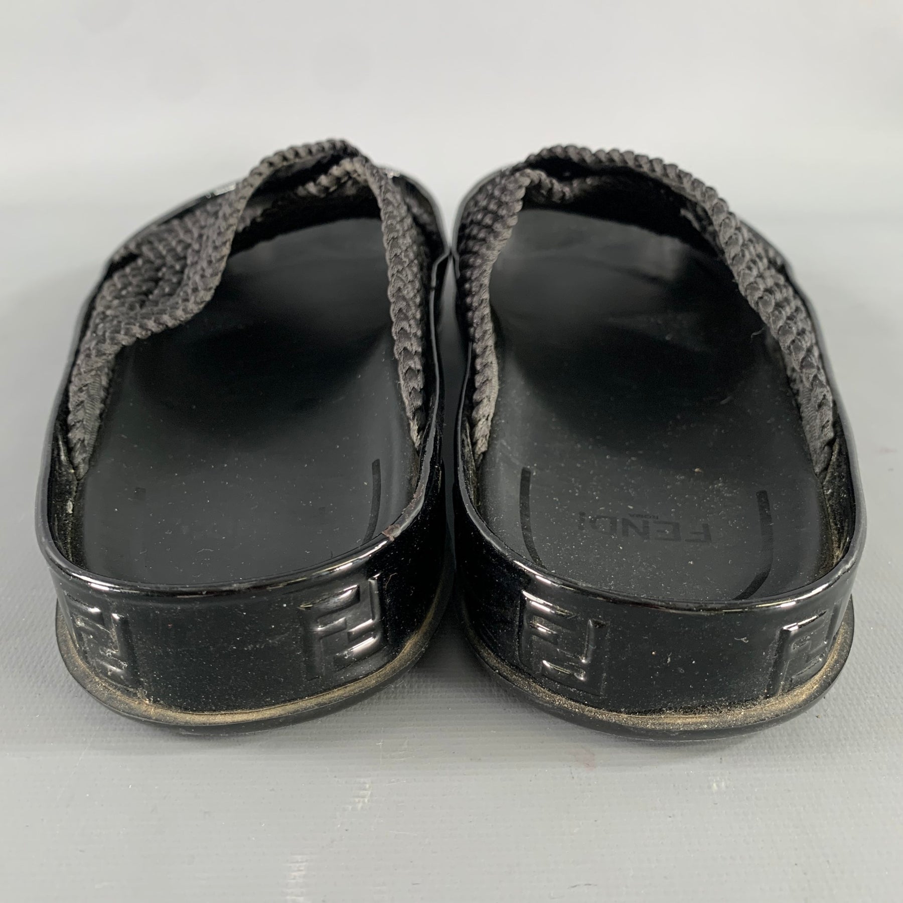 FENDI Size 8 Black Monogram Nylon Slide Sandals Fendi FF Monogram Feel Slide Sandals | Neiman Marcus main image 4