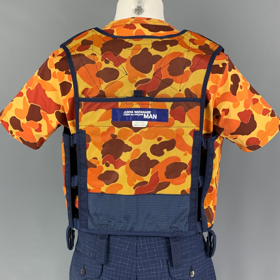 JUNYA WATANABE SS19 Size M Blue Yellow Grosgrain Utility Vest Shorts 3PC Set