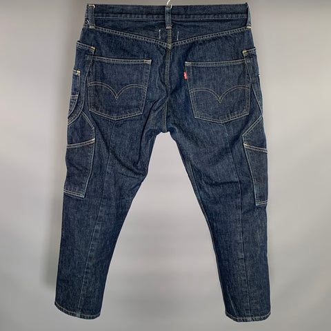 JUNYA WATANABE Size M Navy Contrast Stitch Cotton Cropped Jeans