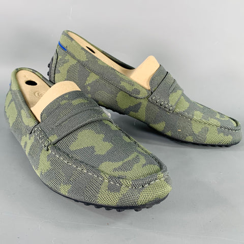 ROTHY'S Size 12 Green Camo Knit Drivers Loafers