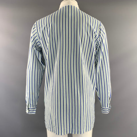 RALPH LAUREN Size M Blue Green Stripe Cotton Polo Long Sleeve Shirt