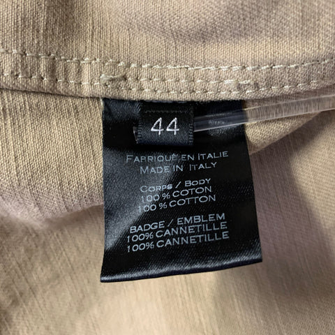 BALMAIN Size XL Khaki Arm Patch Cotton Band Collar Jacket