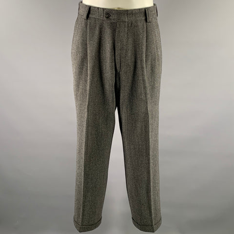 V2 by VERSACE Size 42 Grey Black Heather Double Breasted Suit
