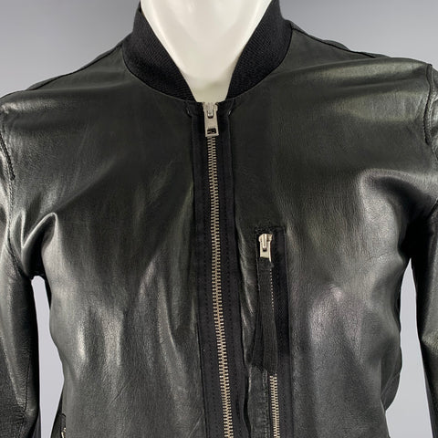 ALLSAINTS Size S Black Leather Bomber Jacket