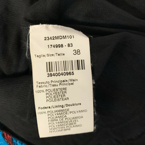 MSGM Taille XS Bleu Rouge Polyester Rayé Robe Haut à Enfiler
