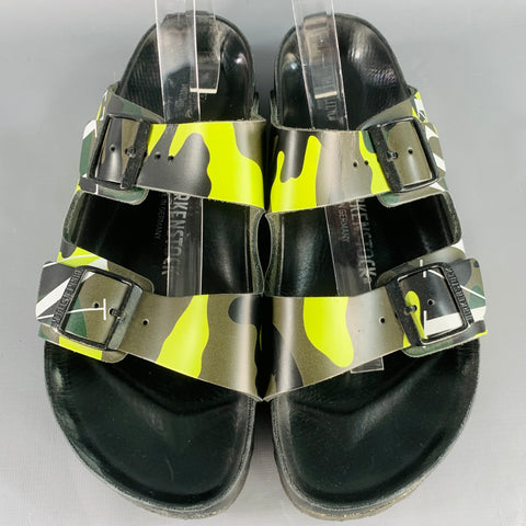 VALENTINO Size 10 Green Olive Camouflage Leather Belted Sandals
